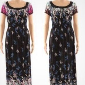 ROUND NECK RUFFLE SHOULDER MAXI LONG DRESSES